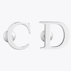 CD Dior silver logo earrings